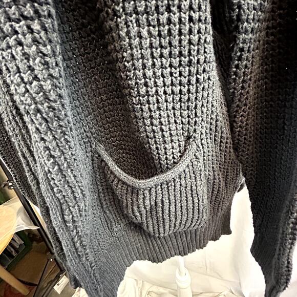 Universal thread Sweater XL black 3/4 sleeve cotton 2 pockets open front - Picture 6 of 8